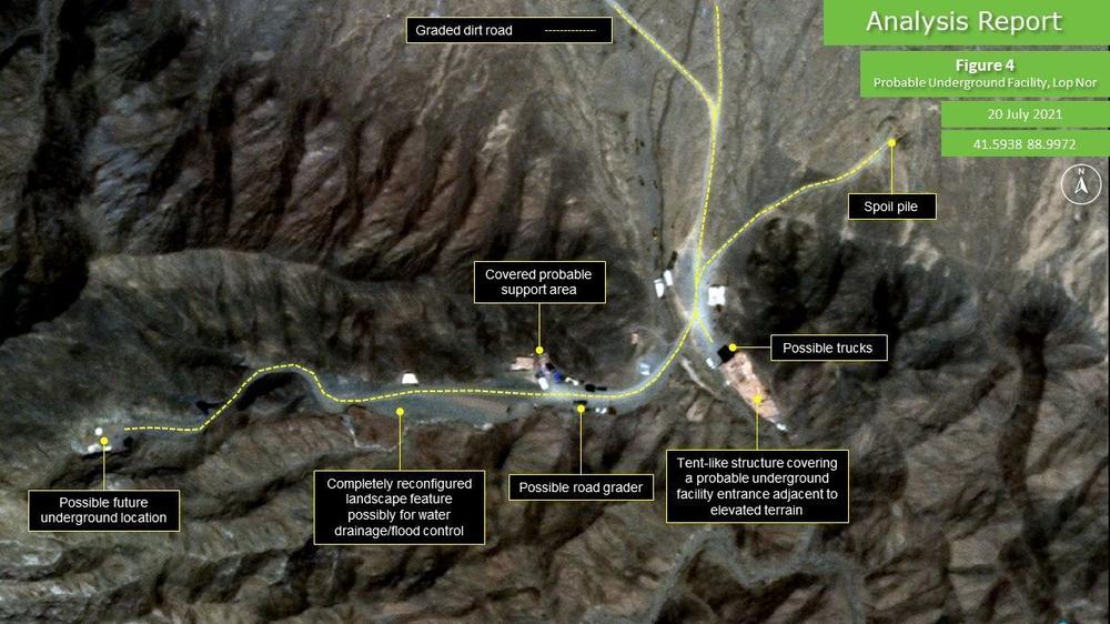 Satellite imagery shows a new tunnel being constructed at the Lop Nur nuclear test site in Western China.