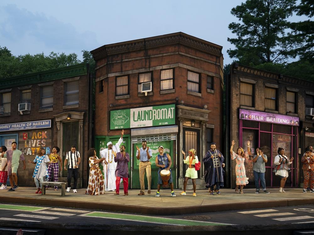The company of the Free Shakespeare in the Park production of <em>Merry Wives,</em> adapted by Jocelyn Bioh and directed by Saheem Ali, running at The Delacorte Theater in Central Park through September 18.