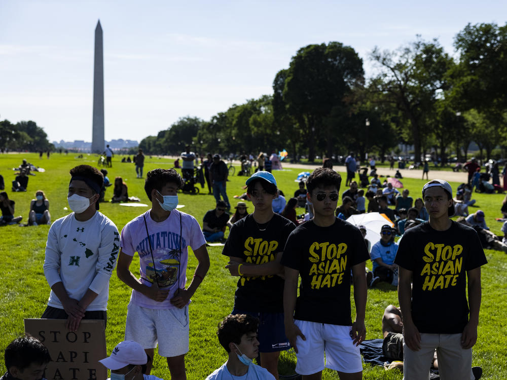 Members of the Asian American and Pacific Islander (AAPI) community and their allies attend a rally on the National Mall on May 31, 2021. Members and allies of the Asian American Pacific Islander (AAPI) community are speaking out in response to a rise in anti-Asian violence in the U.S. during the coronavirus pandemic.