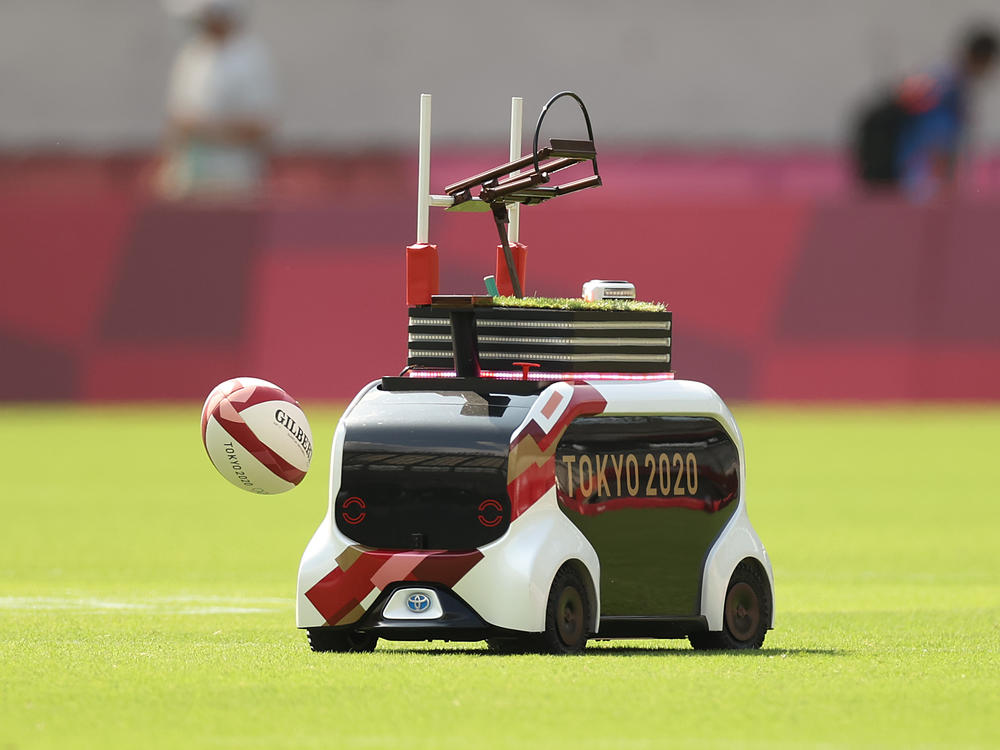 A Field Support Robot was used to retrieve rugby balls on day three of the Tokyo Olympics. Over the weekend, the robot will help during track and field events.