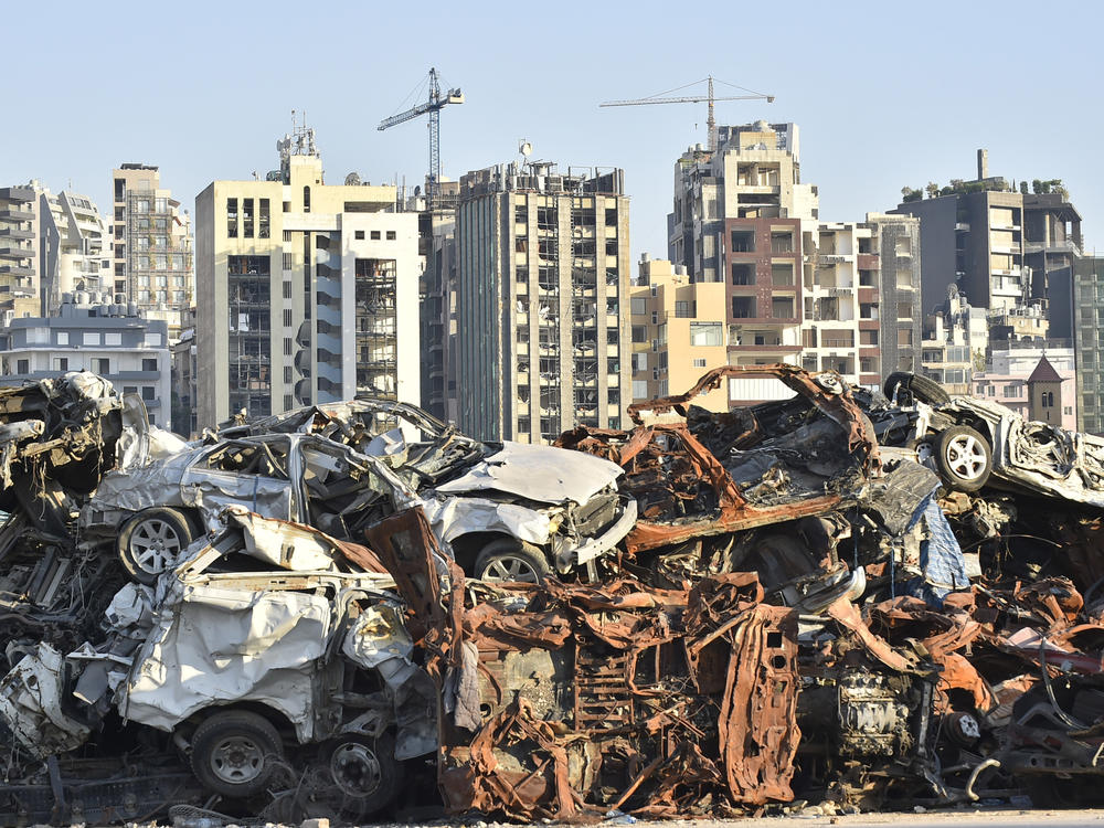 A view of the Beirut port almost one year after the 2020 explosion.