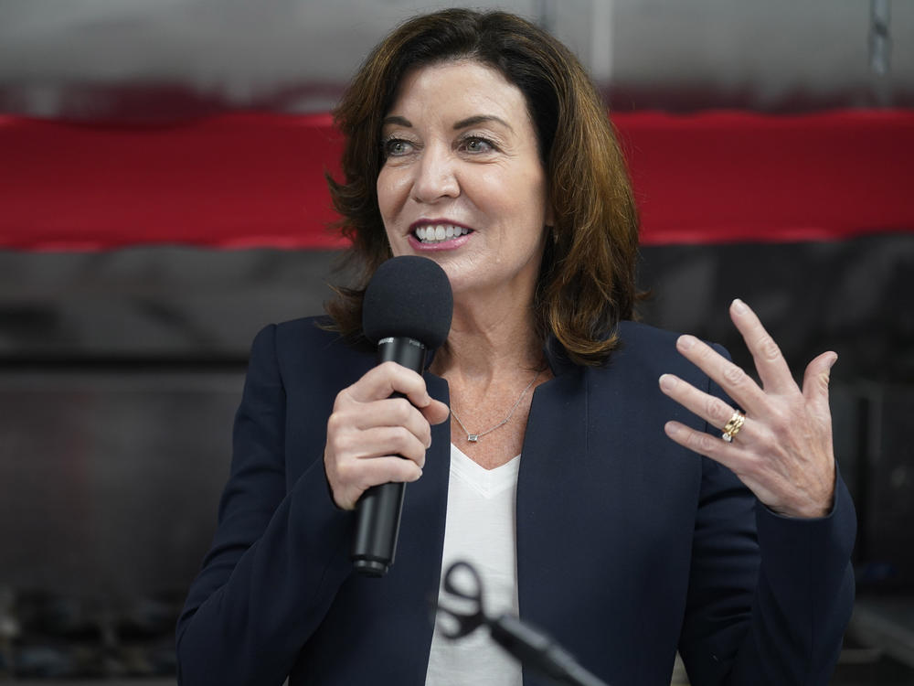 New York Lt. Gov. Kathy Hochul speaks at a ribbon-cutting ceremony in May in the Bronx borough of New York.