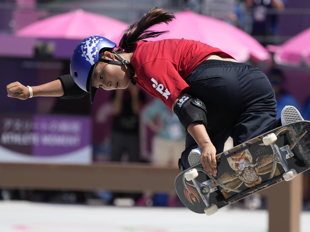 Sakura Yosozumi of Japan competes in the women's park skateboarding finals at the Summer Olympics on Wednesday. She won gold and continued Japan's dominance in the new sport.