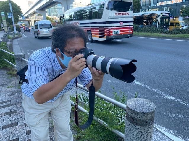 Ryotaro Mori says he's been bus spotting for 30 years, since he was 12 years old. When he's not working as a commercial photographer, he snaps the buses using a camera with a long zoom lens.