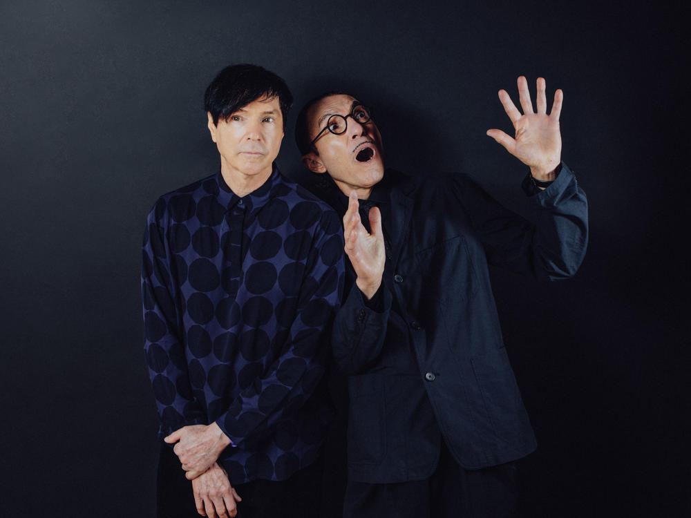 Brothers Russell and Ron Mael in director Edgar Wright's film <em>The Sparks Brothers</em>, a Focus Features release.