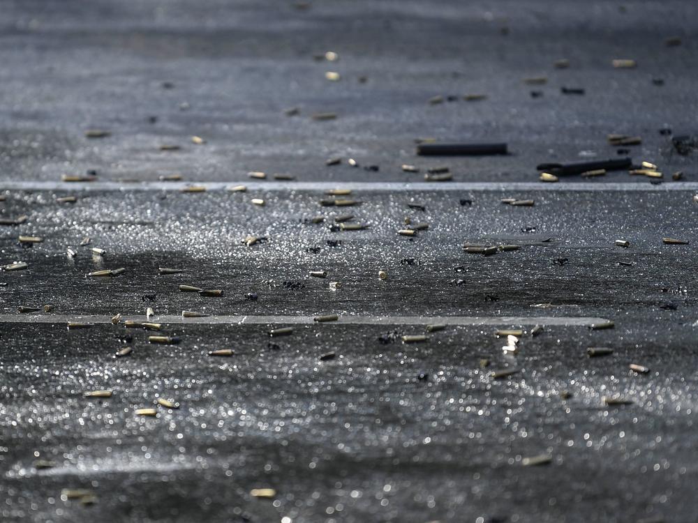 Bullet cases are seen on the ground at a crime scene after Mexico City's Public Security Secretary Omar García Harfuch was wounded in an attack, in Mexico City, on June 26, 2020.