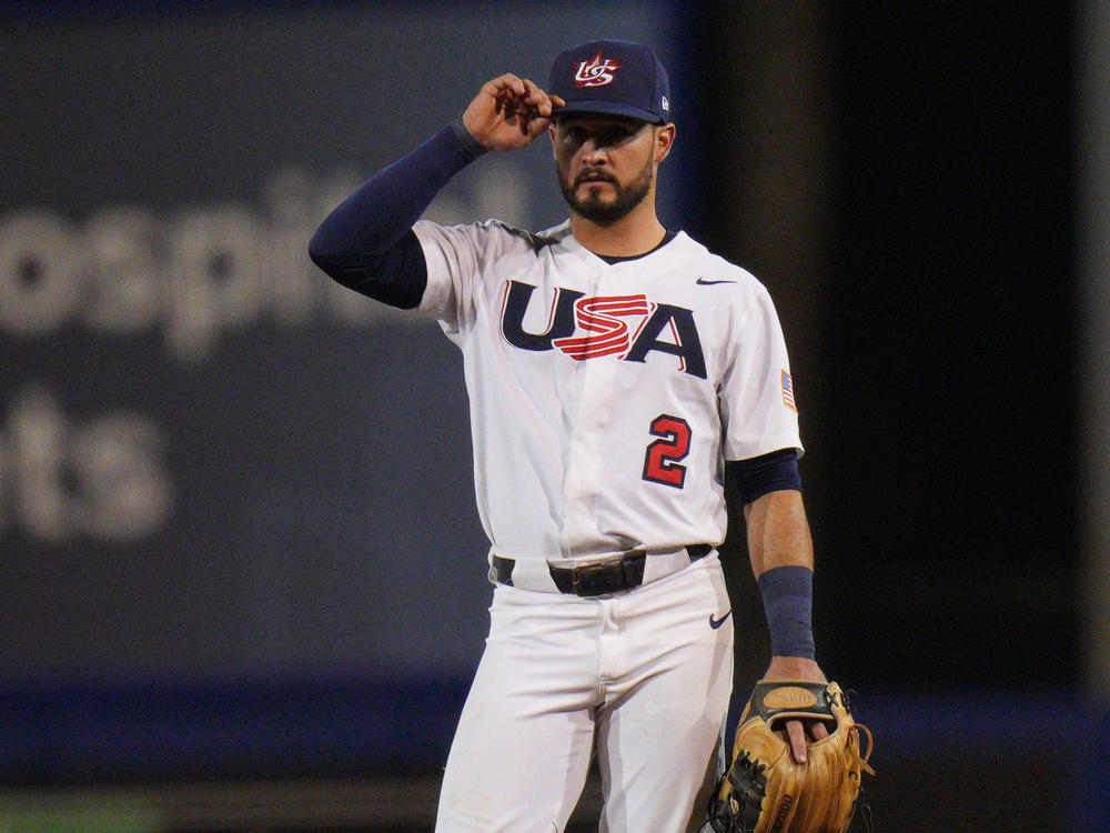 Eddy Alvarez of the United States in action against Venezuela during the World Baseball Softball Confederation's Baseball Americas Qualifier Super Round in June in Port St. Lucie, Fla.