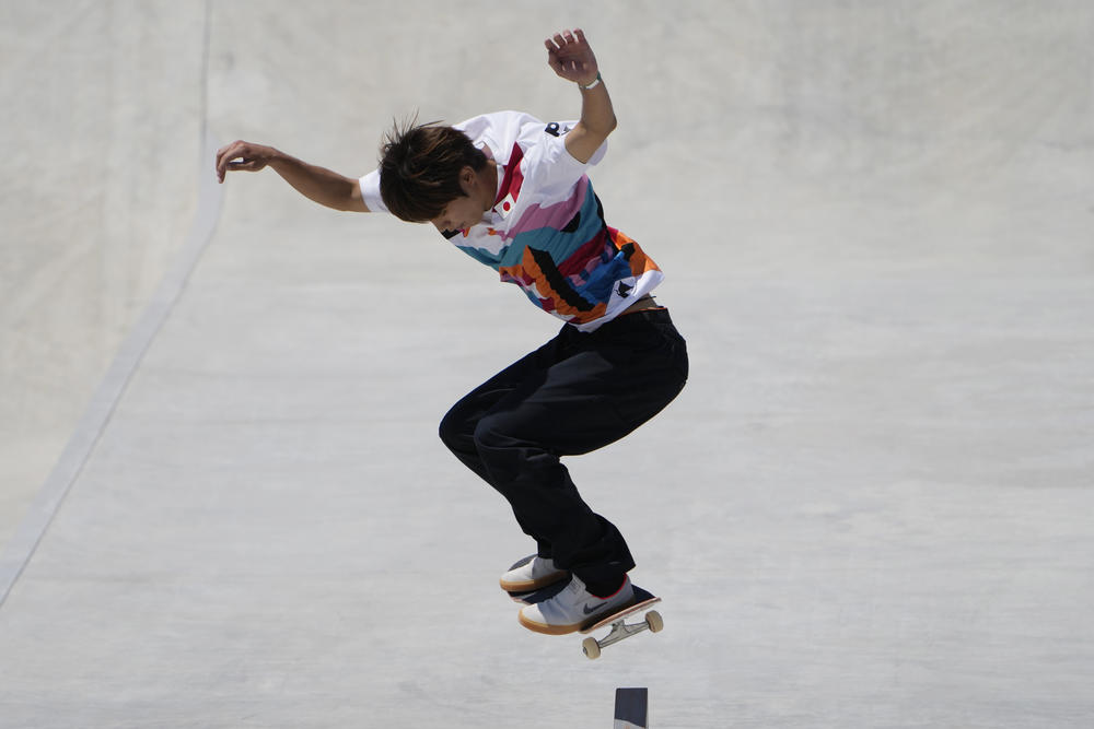 Yuto Horigome of Japan competes in the men's street skateboarding finals July 25.