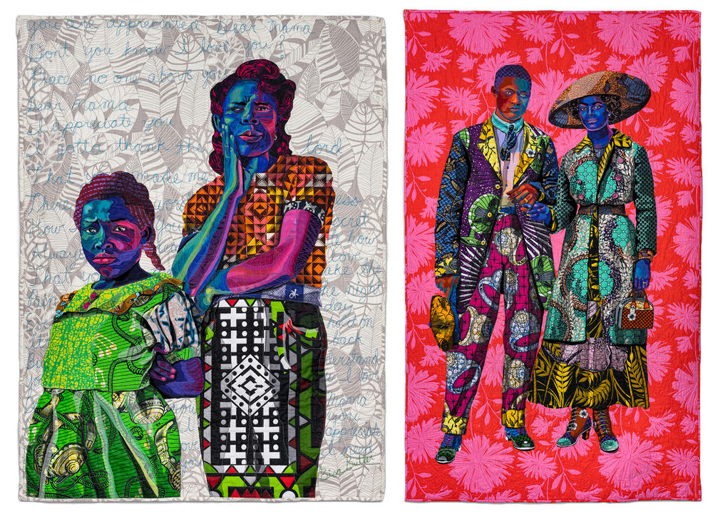 <em>Dear Mama</em>, 2019. Collection of Scott and Cissy Wolfe; <em>Broom Jumpers</em>, 2019. Mount Holyoke College Art Museum, Purchase with the Belle and Hy Baier Art Acquisition Fund. Photograph by Margaret Fox