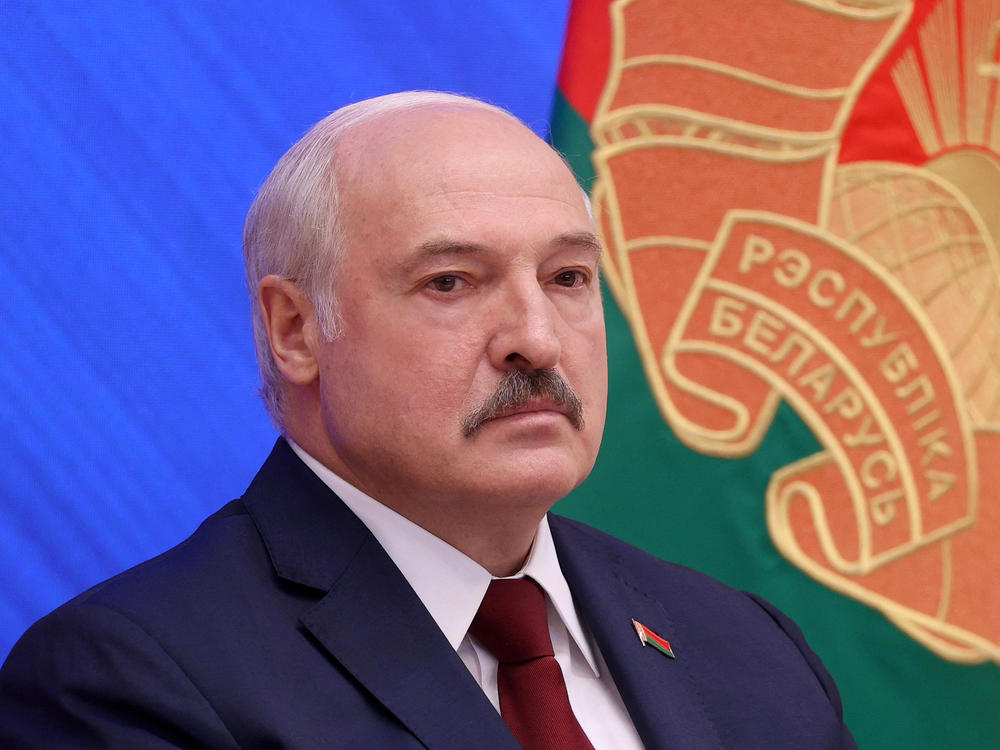 Belarusian President Alexander Lukashenko dismisses international criticism at a news conference Monday in Minsk. The U.S. and other countries announced new sanctions against Belarusian officials and Lukashenko's allies.