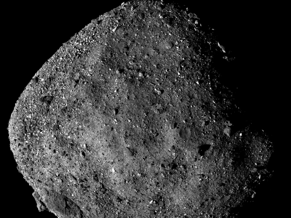 This image of Bennu, taken from a range of 15 miles, shows its unexpectedly rough and rocky surface.