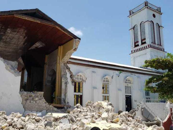 Sacred Heart church is damaged after an earthquake struck in Les Cayes, Haiti, on Saturday. The prime minister declared a state of emergency.
