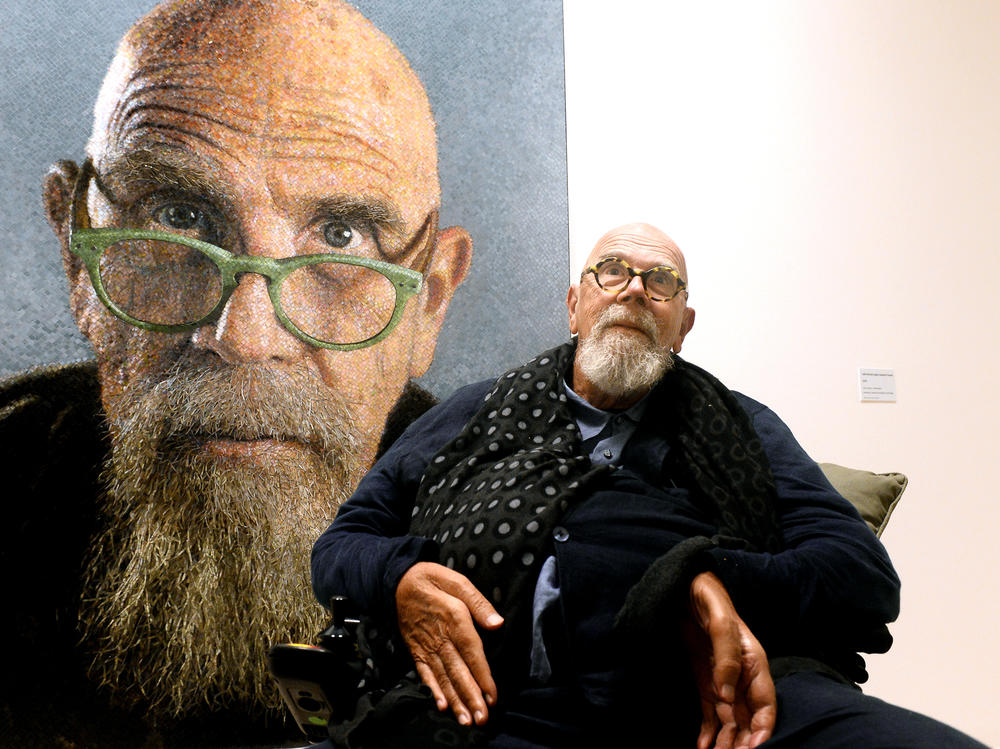 Artist Chuck Close at a 2019 exhibition of his work in Ravenna, Italy.