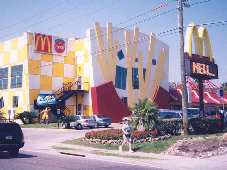 The World's Largest Entertainment McDonald's in Orlando, Fla., was once known for its bizarre exterior. The restaurant has since undergone renovations. It is a planned stop on Max Krieger's tour of strange and unusual McDonald's in Florida.