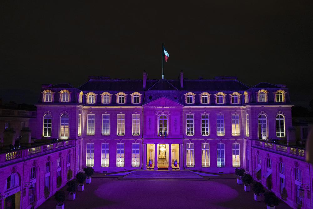 The Elysee Palace in Paris is bathed in purple light on Thursday as part of the WeThe15 campaign. Launched ahead of the Tokyo Paralympic Games, the movement calls for an end to discrimination against people with disabilities.