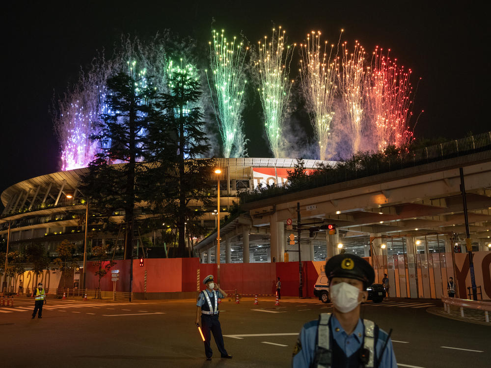 Fireworks are seen above the Olympic Stadium on August 24, 2021 in Tokyo, Japan, during the opening ceremony of the Tokyo 2020 Paralympic Games.