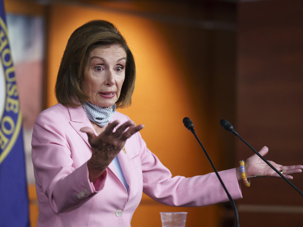 House Speaker Nancy Pelosi speaks at a Wednesday press conference at the U.S. Capitol. Pelosi said lawmakers divert resources from evacuations in Afghanistan by traveling to the region.