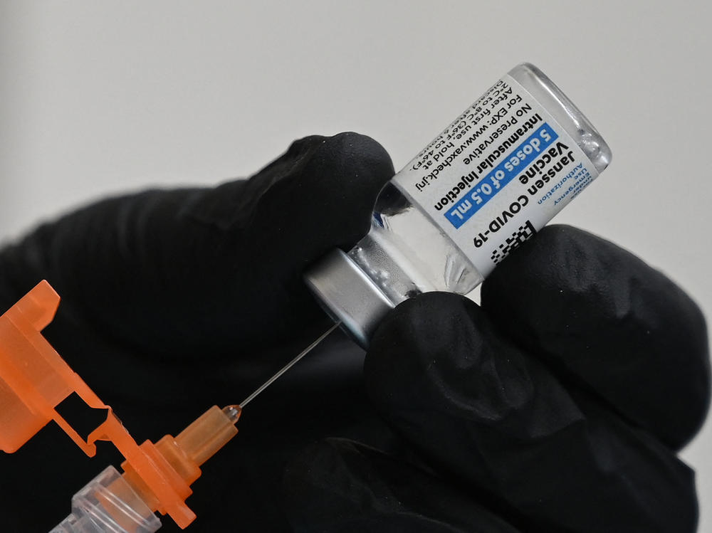 A nurse fills a syringe with Johnson & Johnson's COVID-19 vaccine at a clinic in Pasadena, Calif., on Thursday.