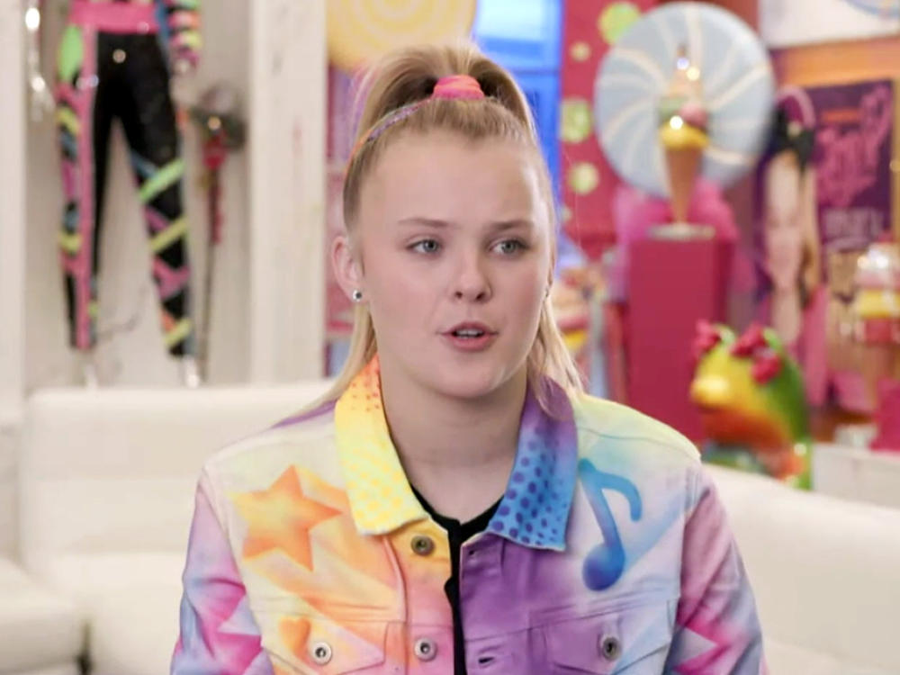 In this screengrab, JoJo Siwa speaks during Instagram and Facebook's Creator Week on June 8, in Los Angeles. Siwa will be dancing with a female pro on this season's <em>Dancing with the Stars</em>.
