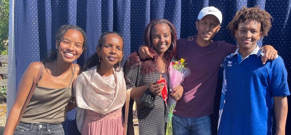 Shugri Said Salh, second from left, with her husband and three children. From left to right: Her daughters Ayan and Sabina, her husband Selehdin and her son Sami.
