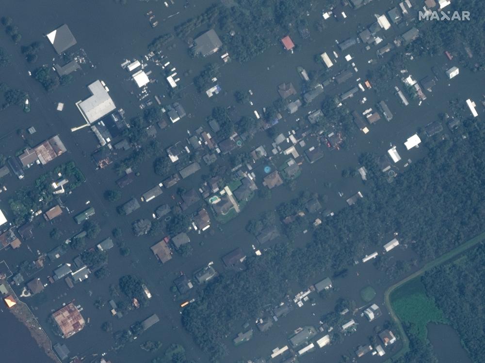 Aerial image of Jean Lafitte, La. after Hurricane Ida hit.