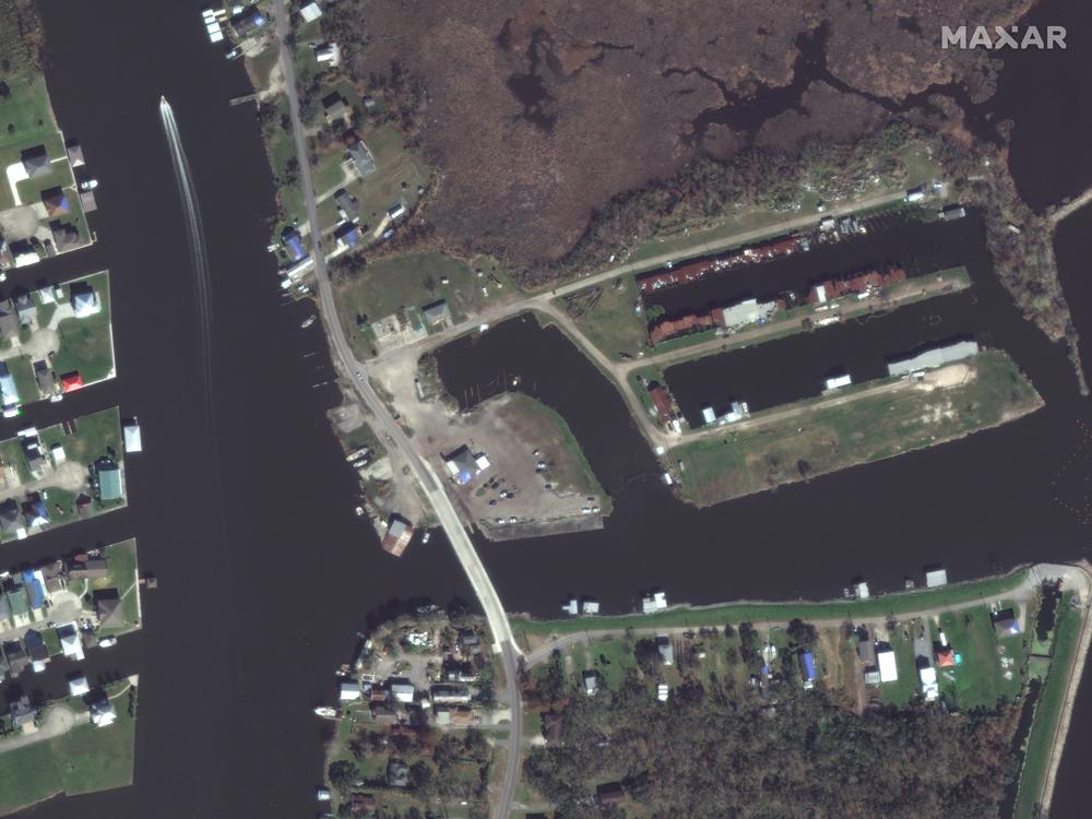 Aerial view of Barataria, La. before Hurricane Ida