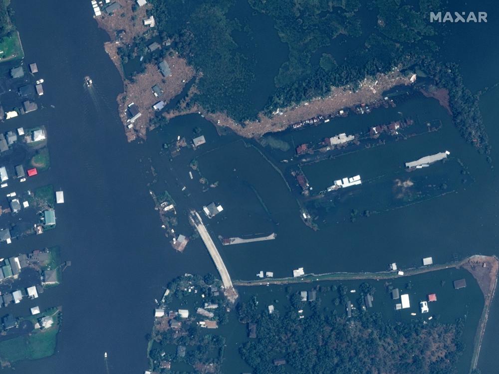 Aerial image of Barataria, La. after Hurricane Ida.