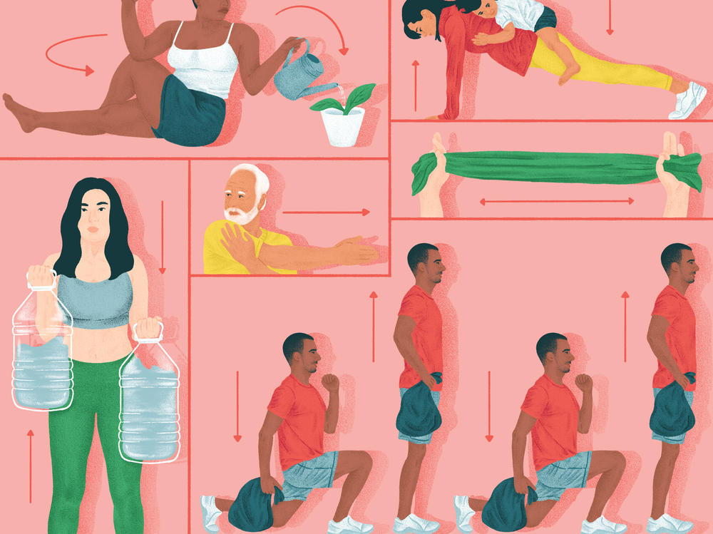 Add five-minute stints of fun and easy exercise to your day at home by working with what's around you, says trainer Molly McDonald.