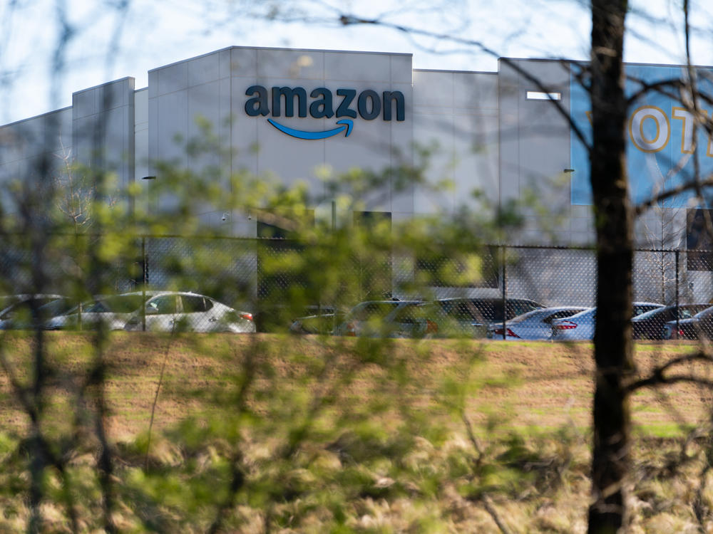 The Amazon warehouse at the center of a high-profile unionization drive is seen on March 29 in Bessemer, Ala.