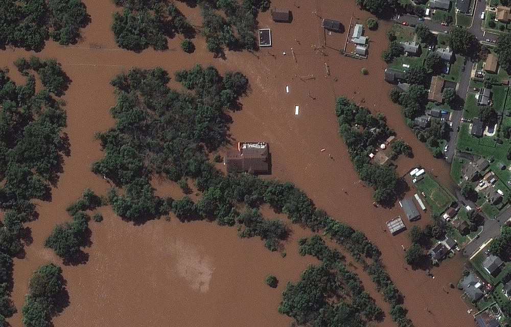 <strong>DURING FLOOD - Sept. 2, 2021: </strong>View of Saffron Banquet Hall in Manville, N.J.