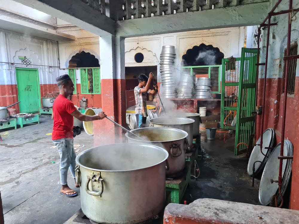 A kitchen and bakery in the student dining hall on the campus of the Darul Uloom seminary in Deoband, India.