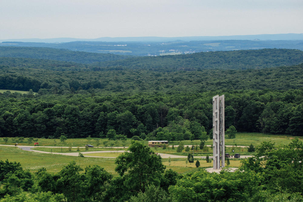 The Tower of Voices is seen at the Flight 93 National Memorial in southwestern Pennsylvania. The memorial is dedicated to the people who died on United Airlines Flight 93 on Sept. 11, 2001.