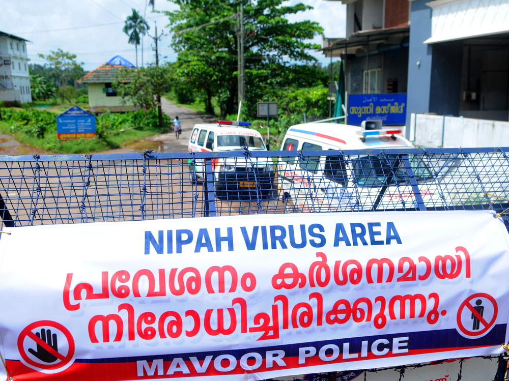 A road blockade set up during the Nipah virus outbreak in India this month.