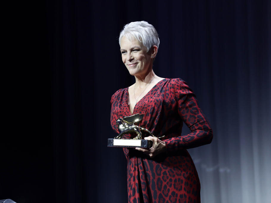Jamie Lee Curtis is awarded with the Golden Lion for Lifetime Achievement Award Ceremony during the 78th Venice International Film Festival on Wednesday in Venice, Italy.