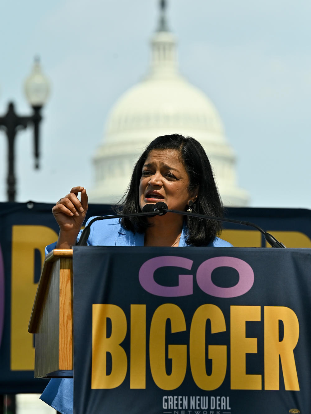 Rep. Pramila Jayapal, D-Wash., is chair of the Congressional Progressive Caucus. She has backed anti-trust legislation opposed by some centrists in her party, as well as sweeping climate actions in the framework of the Green New Deal.