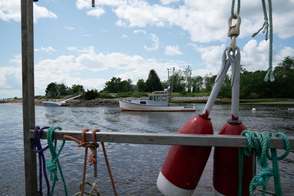 The view from Chris Welch's lobster boat Foolish Pride in the Kennebunk River in Southern Maine.