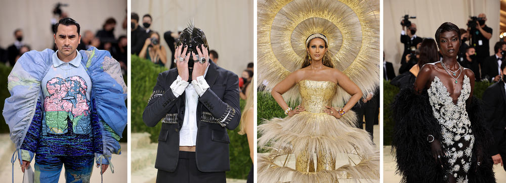 From left to right: Actor-director Dan Levy in a Loewe outfit <a href=