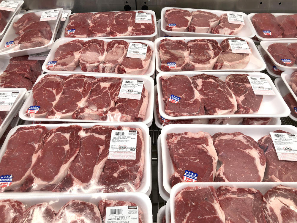 Packages of beef cuts are displayed at a Costco store on May 24 in Novato, Calif. The prices of meats have surged, and the White House is partly blaming the handful of meatpackers that control the industry.