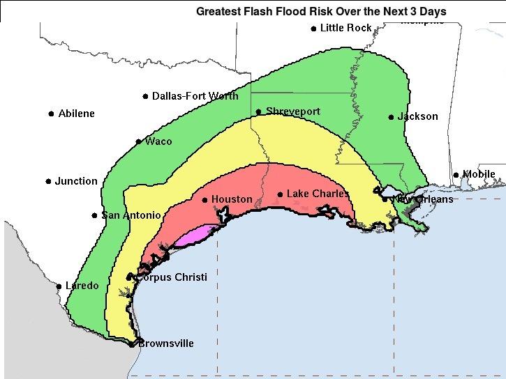 A huge swath of the Gulf Coast is under a 