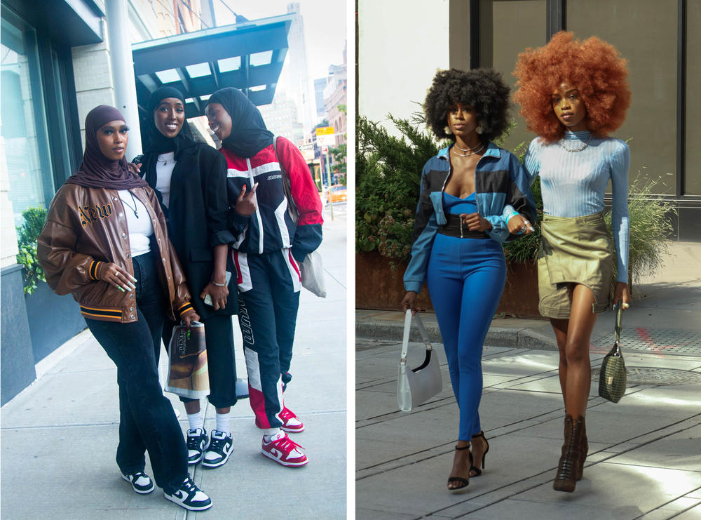 <strong>Left</strong>: from left to right, Sahra Warsame, Fadumo Salim and Asma Warsame. <strong>Right</strong>: runway models Lola & Pierrah