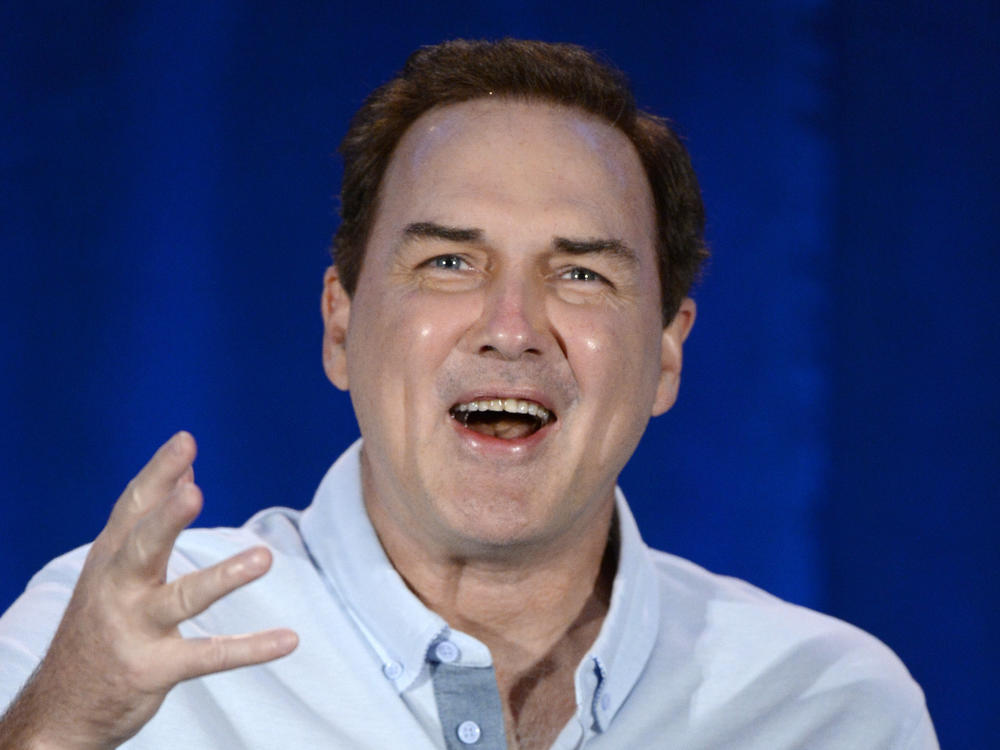 Norm Macdonald speaks during a panel discussion of reality television talent show <em>Last Comic Standing</em> in 2015.