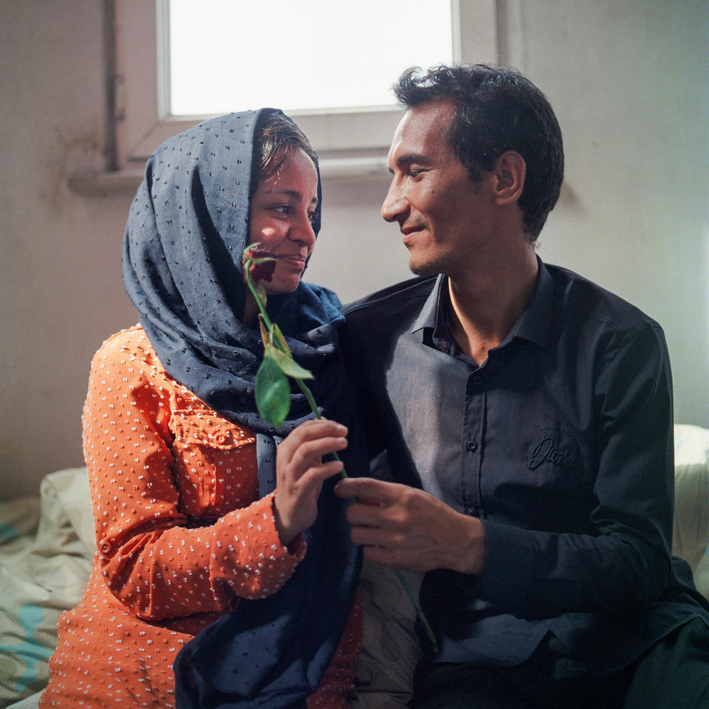 Sayyid Ali Hussaini, 31, and his wife Mahbube, 25, sit together in the safety of the Turkish city of Trabzon.