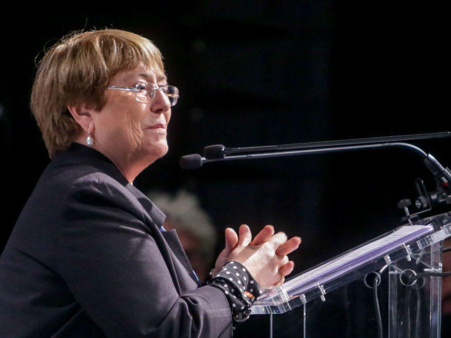 The United Nations High Commissioner for Human Rights  Michelle Bachelet speaks at a climate event in Madrid in 2019. A recent report of hers warns of the threats that AI can pose to human rights.