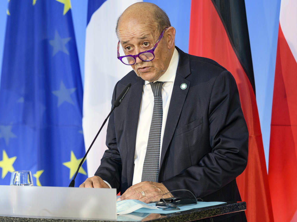 French Foreign Minister Jean-Yves Le Drian is seen on Sept. 10. France said Friday it was recalling its ambassadors to the U.S. and Australia after Australia scrapped a big French conventional submarine purchase in favor of nuclear subs built with U.S. technology.