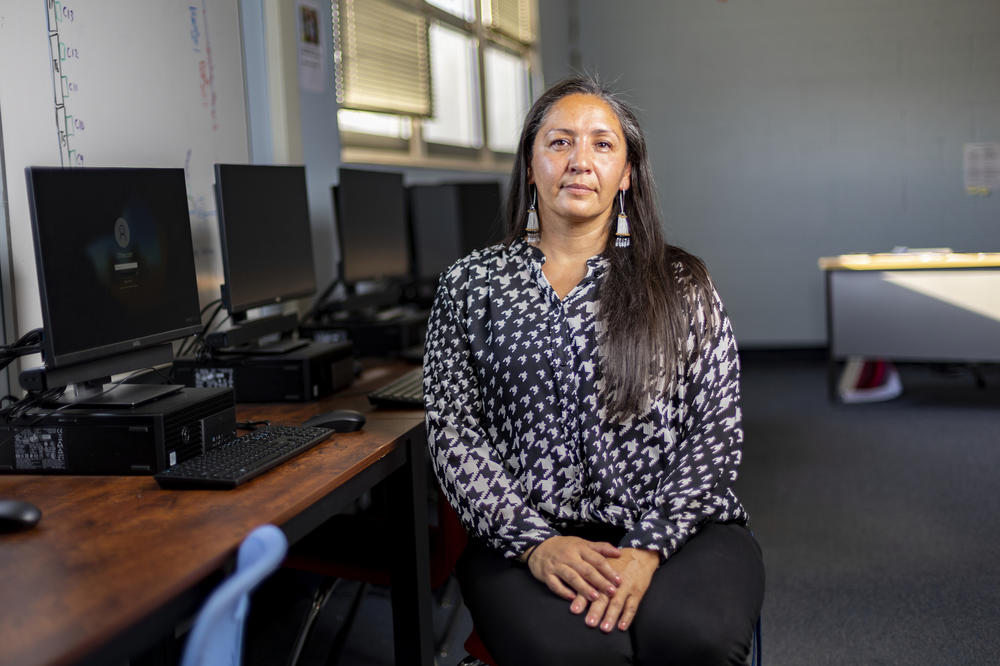 Lynn Manning-John, vice principal for the Owyhee Combined School on the Duck Valley Indian Reservation, is pictured inside of one of the classrooms.