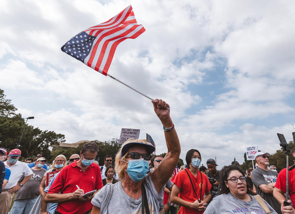 Several hundred protesters gathered for a rally in support of defendants being prosecuted in connection to the Capitol riot, in Washington, D.C.