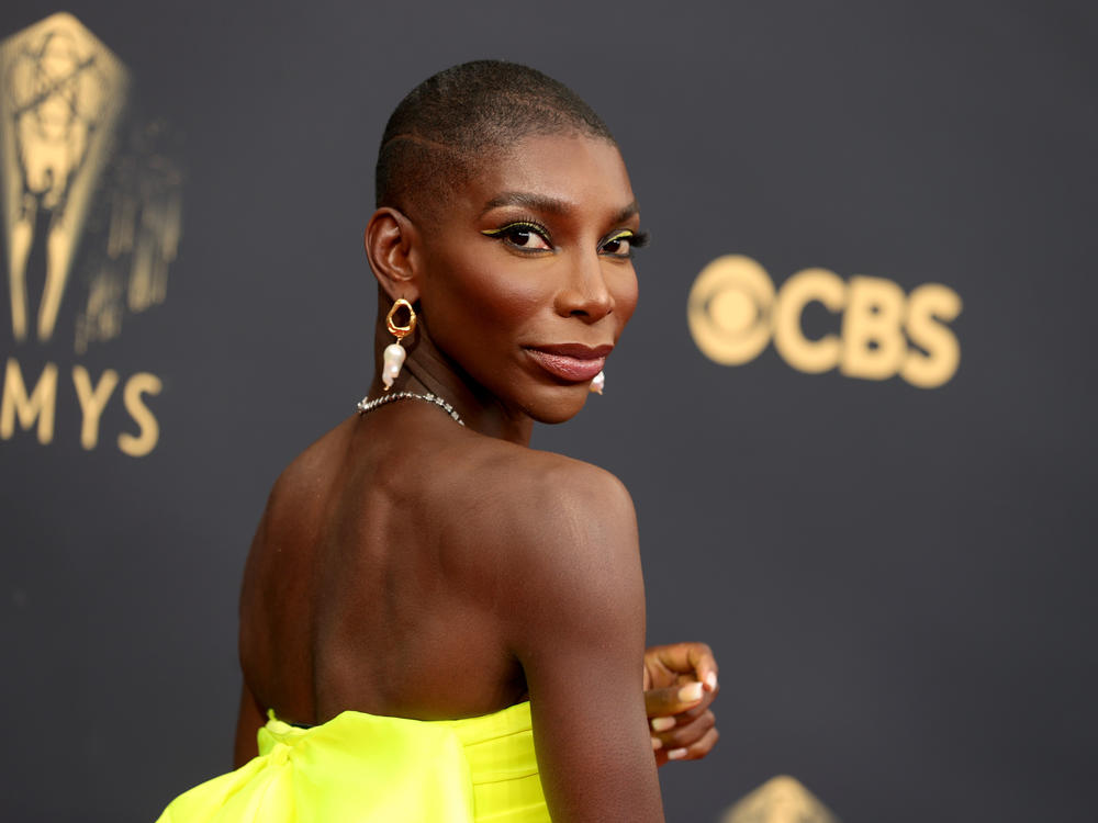 Michaela Coel, winner of Outstanding Writing For A Limited Or Anthology Series Or Movie, on the red carpet