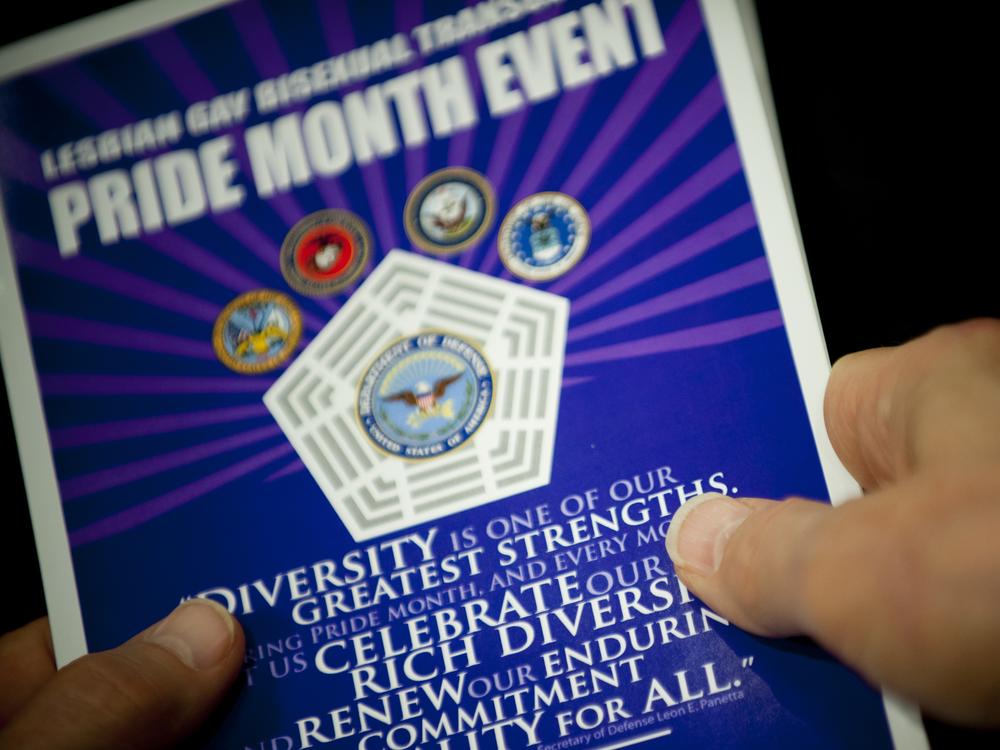 A pamphlet from a Pride Month event at the Pentagon in 2015. Monday marked the 10th anniversary of the repeal of the 
