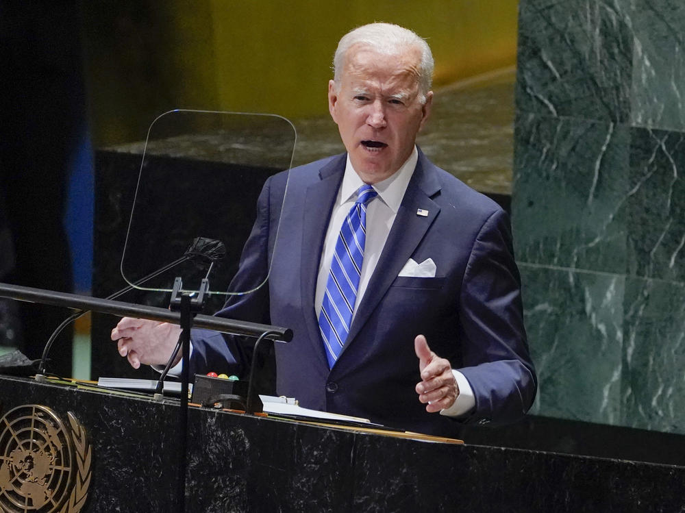 President Biden delivers remarks to the 76th Session of the United Nations General Assembly on Tuesday.