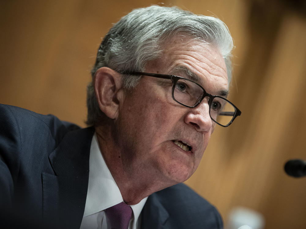 Federal Reserve Chairman Jerome Powell speaks during a Senate Banking Committee hearing in Washington, D.C., on July 15. The Fed issued new economic projections at the conclusion of its policy meeting on Wednesday.